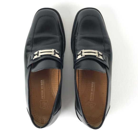 Peter Huber Mens Black Leather Loafers 9.5 M main image 8